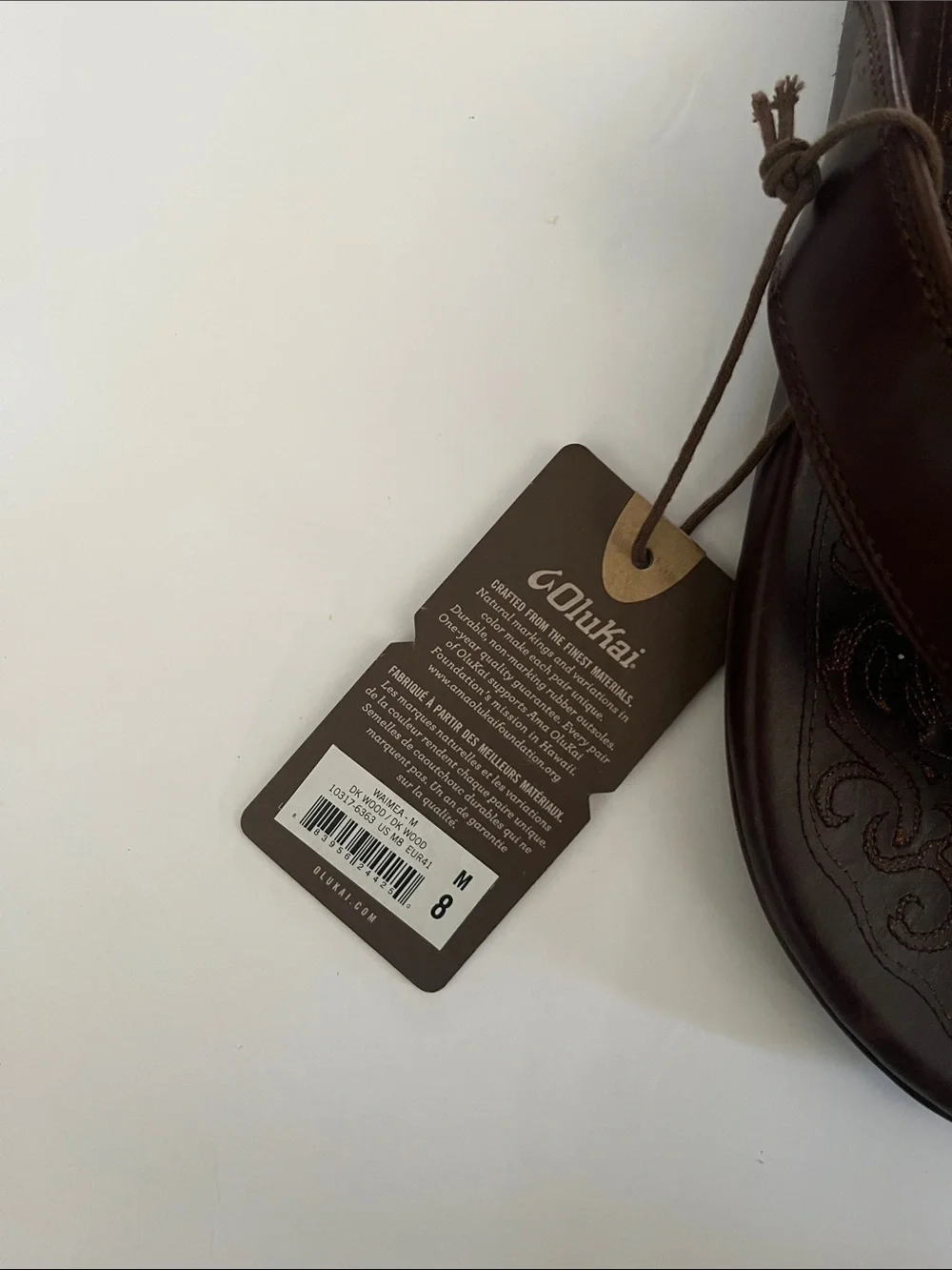 OluKai Brown Leather Thong Sandals